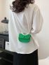 Mini Faux Pearl Decor Flap Chain Saddle Bag Fashion Green