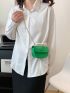 Mini Faux Pearl Decor Flap Chain Saddle Bag Fashion Green