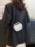 Mini Faux Pearl Decor Flap Saddle Bag Fashion Black