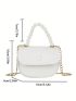 Mini Faux Pearl Decor Flap Saddle Bag Fashion Black
