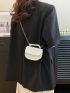Mini Faux Pearl Decor Flap Saddle Bag Fashion Black