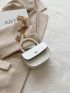 Mini Faux Pearl Decor Flap Saddle Bag Fashion Black