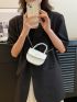 Mini Faux Pearl Decor Flap Saddle Bag Fashion Black