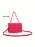 Neon Pink Quilted Pattern Chain Square Bag