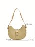 Buckle Decor Chain Pu Hobo Bag Yellow