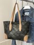 Argyle Quilted Shoulder Tote Bag Fashion Large Capacity