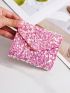 Pink Small Wallet Sequins Decor Fashionable For Daily
