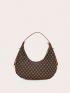 Small Letter Graphic Hobo Bag Colorblock Zipper