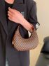 Small Letter Graphic Hobo Bag Colorblock Zipper