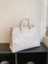 Large Capacity Top Handle Bag Geometric Pattern With Zipper