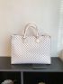 Large Capacity Top Handle Bag Geometric Pattern With Zipper