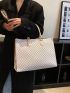Large Capacity Top Handle Bag Geometric Pattern With Zipper