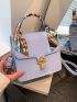 Mini Flap Square Bag Twilly Scarf Decor