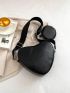 Bow Decor Chain Crossbody Bag, Women's PU Zipper Purse
