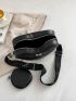 Bow Decor Chain Crossbody Bag, Women's PU Zipper Purse