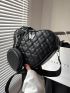 Bow Decor Chain Crossbody Bag, Women's PU Zipper Purse