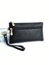 Embossed Detail Coin Purse Zip Front Minimalist