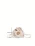 Mini Flower Decor Straw Bag Drawstring Design