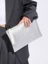 Metallic Crocodile Embossed Square Bag Zipper Funky
