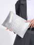 Metallic Crocodile Embossed Square Bag Zipper Funky