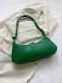 Crocodile Embossed Baguette Bag, Women's Solid Color Underarm Bag