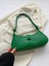 Crocodile Embossed Baguette Bag, Women's Solid Color Underarm Bag
