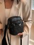 Mini Minimalist Square Bag Zipper Black Pu