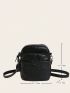 Mini Minimalist Square Bag Zipper Black Pu