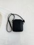 Mini Minimalist Square Bag Zipper Black Pu