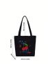 Cherry & Slogan Graphic Shopper Bag Double Handle Preppy