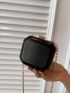 Mini Minimalist Box Bag Black Chain Strap