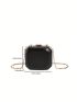 Mini Minimalist Box Bag Black Chain Strap