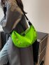 Letter Graphic Hobo Bag Large Capacity Green