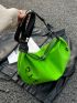 Letter Graphic Hobo Bag Large Capacity Green