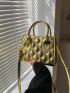 Mini Metallic Quilted Square Bag Double Handle Funky