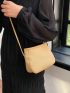 Mini Litchi Embossed Hobo Bag Minimalist Khaki