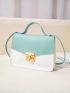 Mini Two Tone Twist Lock Flap Square Bag Top Handle