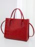 Mini Crocodile Embossed Square Bag Double Handle