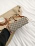 Geometric Pattern Square Bag Small Double Handle