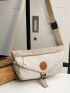 Patch Decor Messenger Bag Zipper Medium Nylon