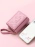 Heart Pattern Small Wallet Stitch Detail With Zipper For Daily