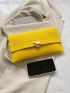Neon Yellow Envelope Bag Crocodile Embossed Heart Lock Flap