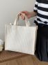 Medium Square Bag Stripe Detail Double Handle