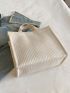 Medium Square Bag Stripe Detail Double Handle