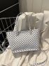 Geometric Pattern Double Handle Square Bag White Fashionable For Daily