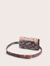 Mini Fashionable Square Bag Snakeskin Print Belt Bag Adjustable Strap