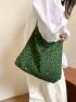 Leopard Pattern Hobo Bag Green Fashionable Large Capacity