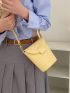 Mini Letter Embossed Flap Bucket Bag Yellow Fashionable
