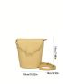 Mini Letter Embossed Flap Bucket Bag Yellow Fashionable