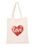 Heart & Letter Graphic Shopper Bag Beige Double Handle Casual